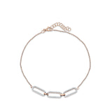14K Rose Gold 7-9 Inch Paperclip Link Chain Bracelet Round Natural Diamond Wholesale