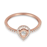 Pear Teardrop Halo Round Diamond Ring