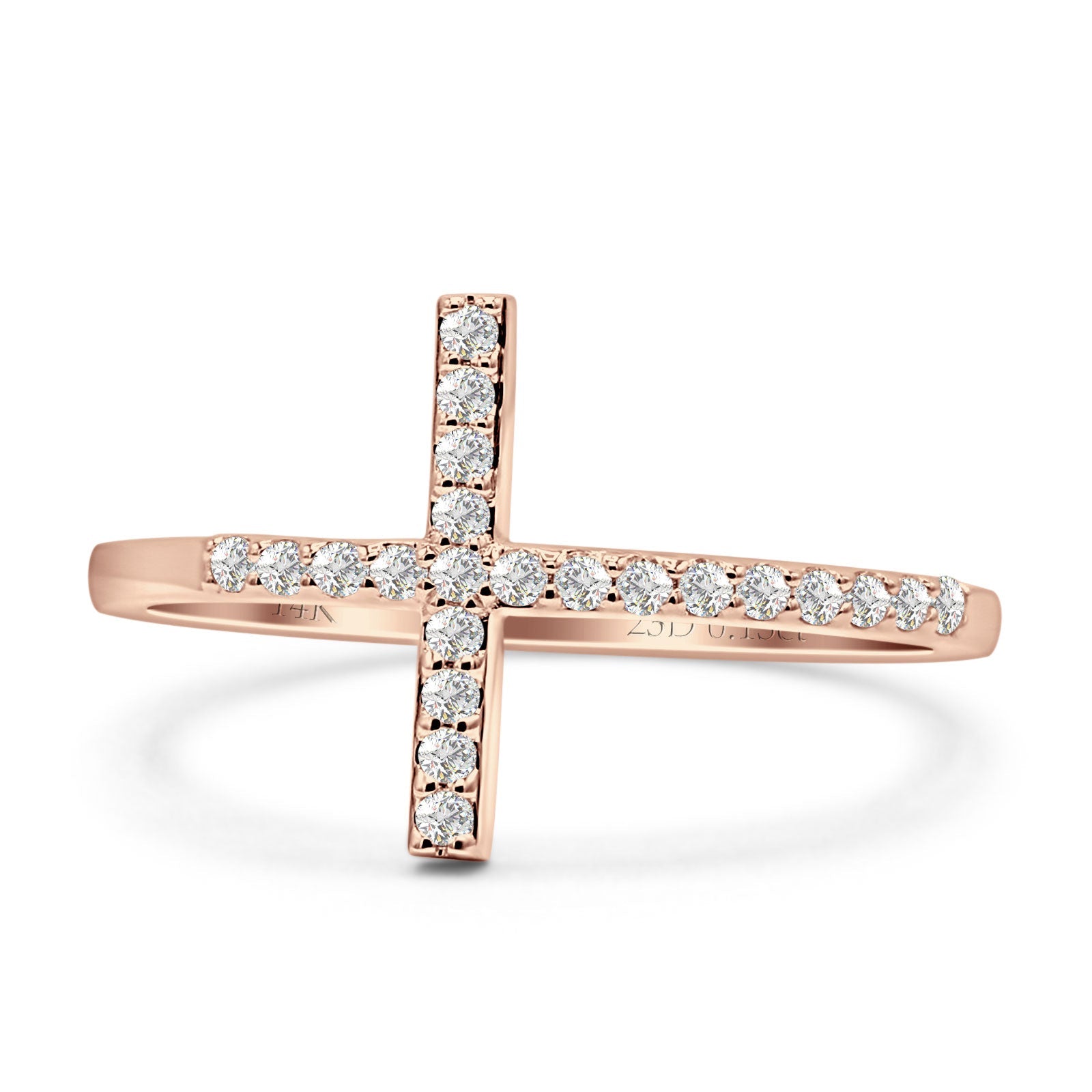 Half Eternity Natural Diamond Cross Ring