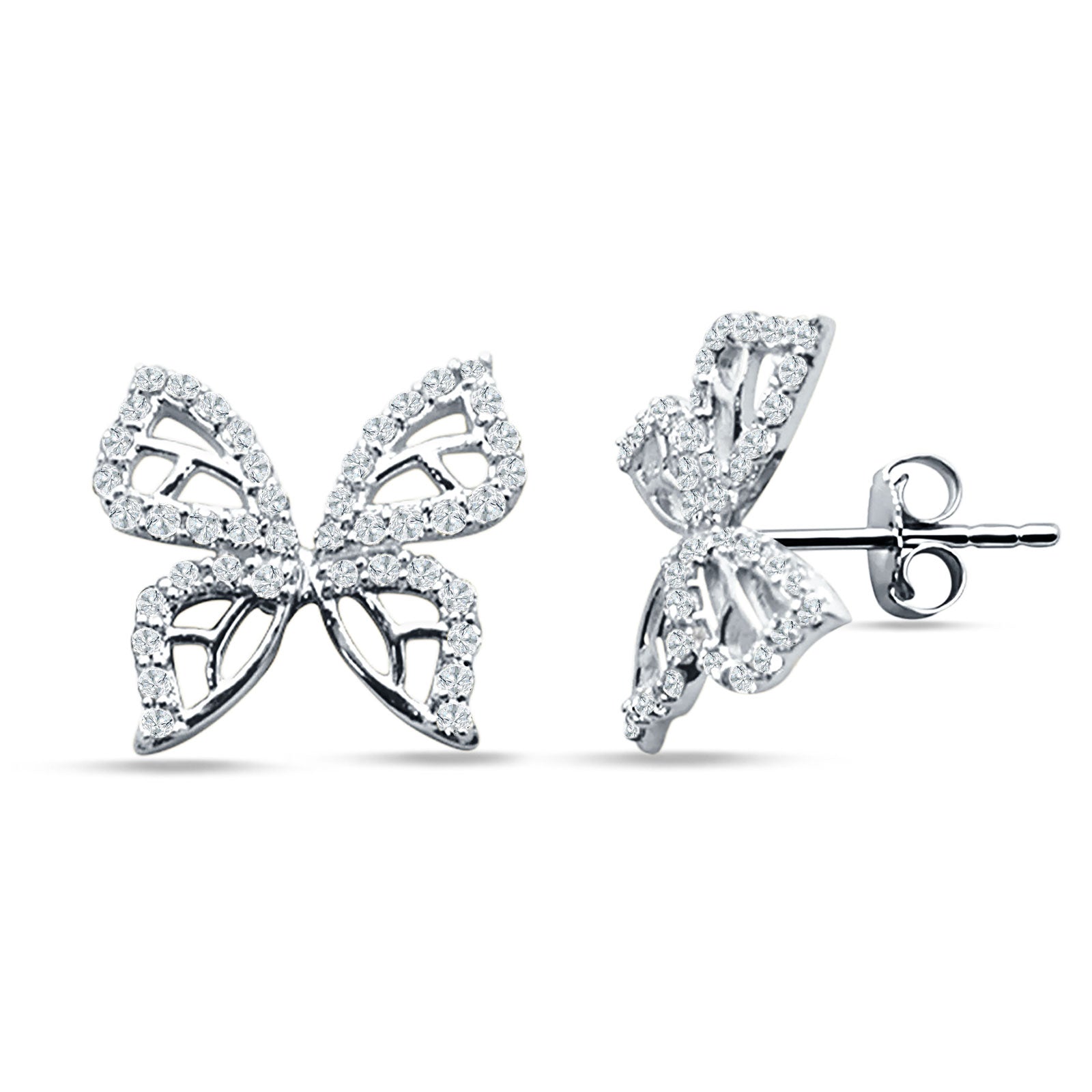 Butterfly Stud Earring Cubic Zirconia 925 Sterling Silver Wholesale
