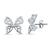 Butterfly Stud Earring Cubic Zirconia 925 Sterling Silver Wholesale