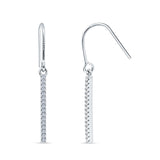 Round Cubic Zirconia Vertical Drop Bar Fishhook Earring 925 Sterling Silver Wholesale