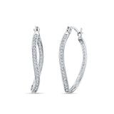 Curved Hoop Earring Cubic Zirconia 925 Sterling Silver Wholesale