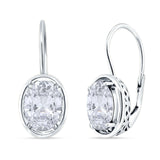 Oval Solitaire Drop Dangle Leverback Earring Cubic Zirconia 925 Sterling Silver Wholesale