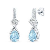 Pear Teardrop Twisted Infinity Stud Earring Aquamarine CZ 925 Sterling Silver Wholesale