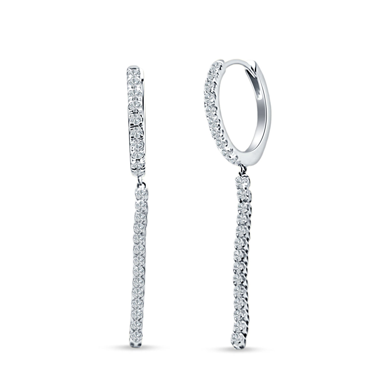 Drop Dangle Hoop Earrings CZ 925 Sterling Silver Wholesale