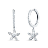 Dangle Floral Hoop Earrings Cubic Zirconia 925 Sterling Silver Wholesale