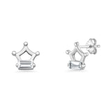 Crown Stud Earrings Baguette Cubic Zirconia 925 Sterling Silver Wholesale