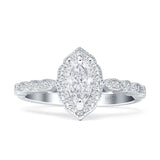 Art Deco Engagement Ring Halo Marquise Cubic Zirconia 925 Sterling Silver Wholesale