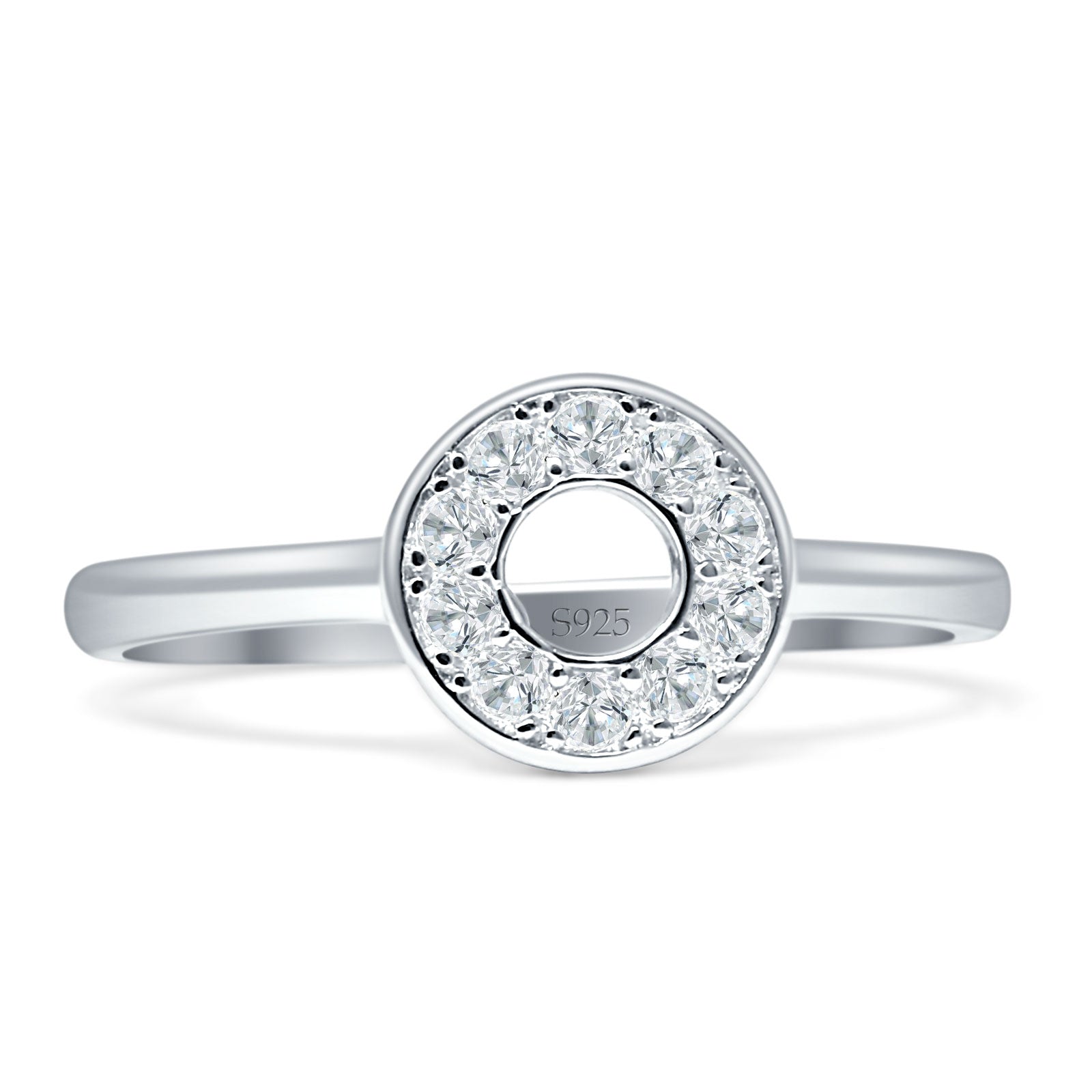 Minimalist 8mm Open Circle Ring Cubic Zirconia 925 Sterling Silver Wholesale