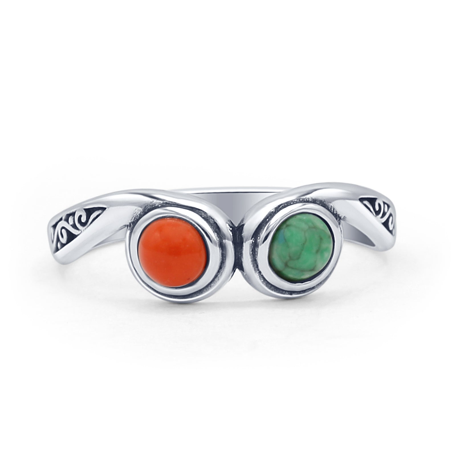 Turquoise & Red Coral Ring