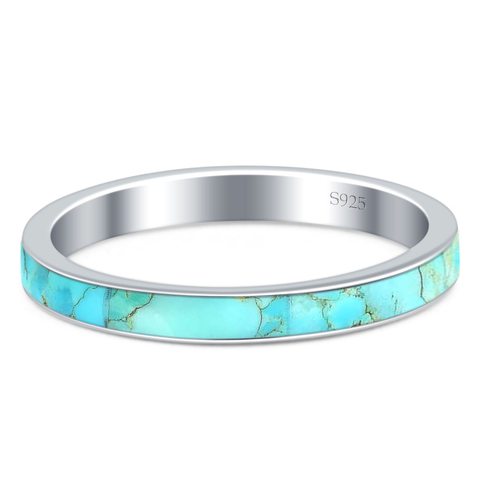 Full Eternity Stackable Band Turquoise 925 Sterling Silver