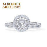 14K White Gold 0.23ct Round Halo Semi Mount Diamond Ring Wholesale