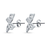 Butterfly Stud Earring Cubic Zirconia 925 Sterling Silver Wholesale