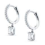 Emerald Cut Drop Dangle Hoop Earring Cubic Zirconia 925 Sterling Silver Wholesale