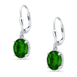 Oval Drop Dangle Leverback Earring Green Emerald CZ Solid 925 Sterling Silver Wholesale