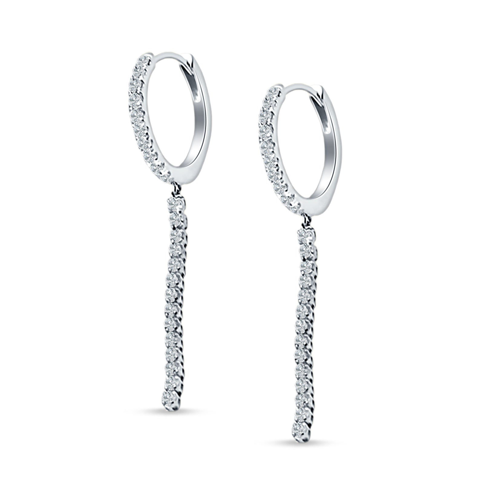 Drop Dangle Hoop Earrings CZ 925 Sterling Silver Wholesale