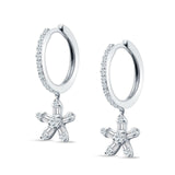 Dangle Floral Hoop Earrings Cubic Zirconia 925 Sterling Silver Wholesale