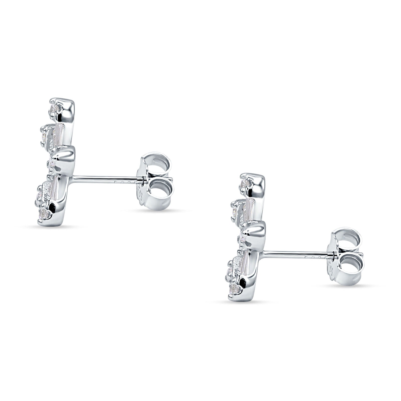 Floral Stud Earrings Cubic Zirconia 925 Sterling Silver Wholesale