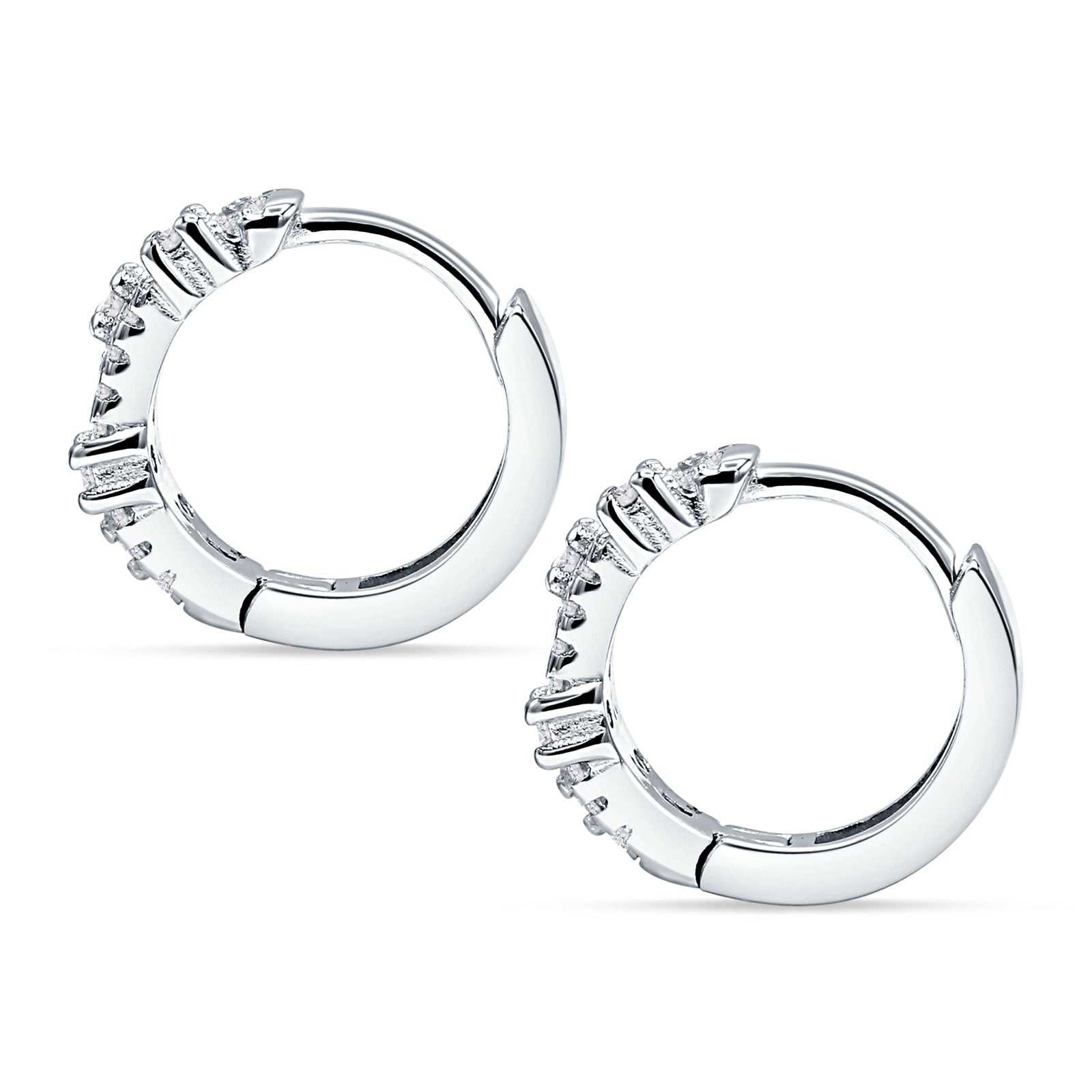 Round Cubic Zirconia Huggie Hoop Earrings 925 Sterling Silver Wholesale