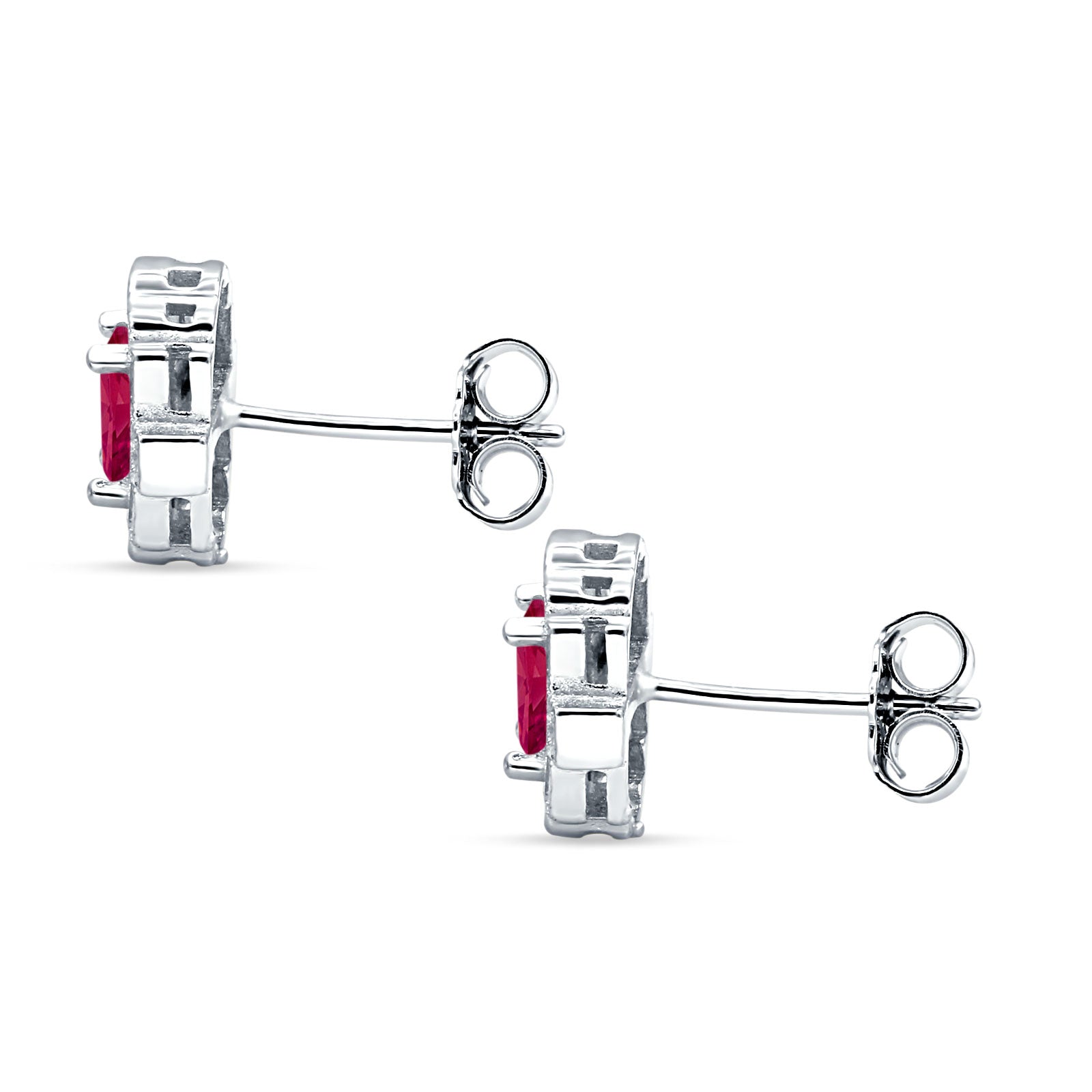 Multistone Stud Earrings Ruby CZ 925 Sterling Silver Wholesale