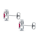 Multistone Stud Earrings Ruby CZ 925 Sterling Silver Wholesale
