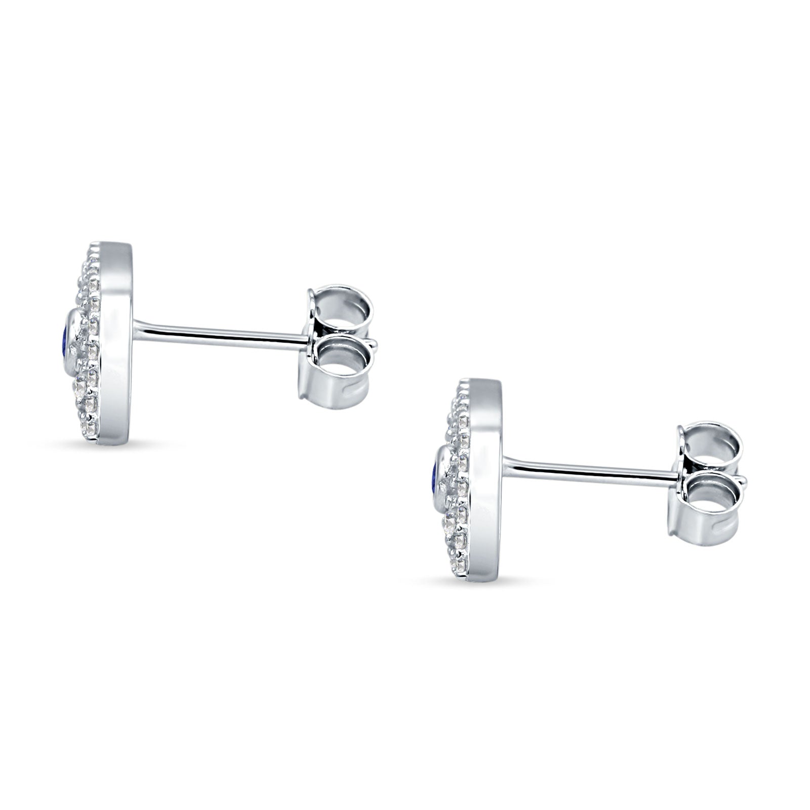 Evil Eye Stud Earrings Blue Sapphire CZ 925 Sterling Silver Wholesale