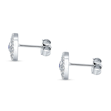 Evil Eye Stud Earrings Blue Sapphire CZ 925 Sterling Silver Wholesale