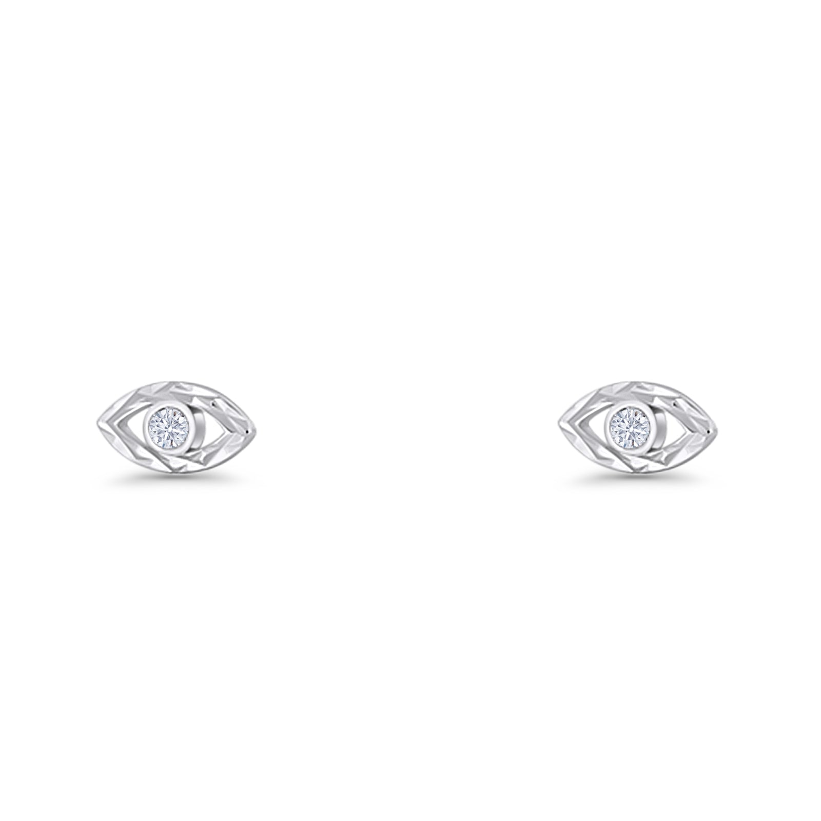Round CZ Evil Eye Earrings