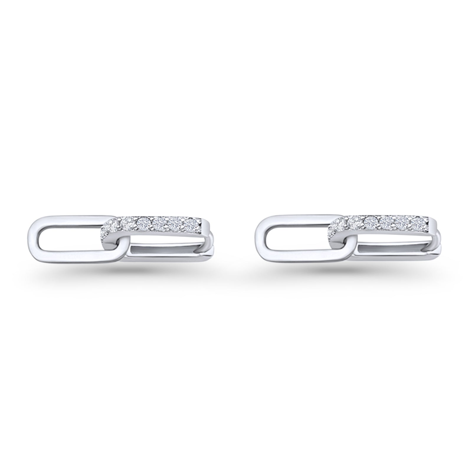 Paperclip Dangle Drop Huggie Hoop Earrings Cubic Zirconia 925 Sterling Silver Wholesale