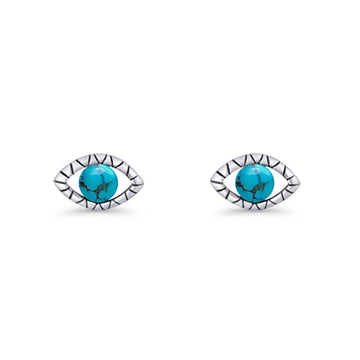Eyelashes Eye Stud Earring 4.8mm Turquoise 925 Sterling Silver Wholesale