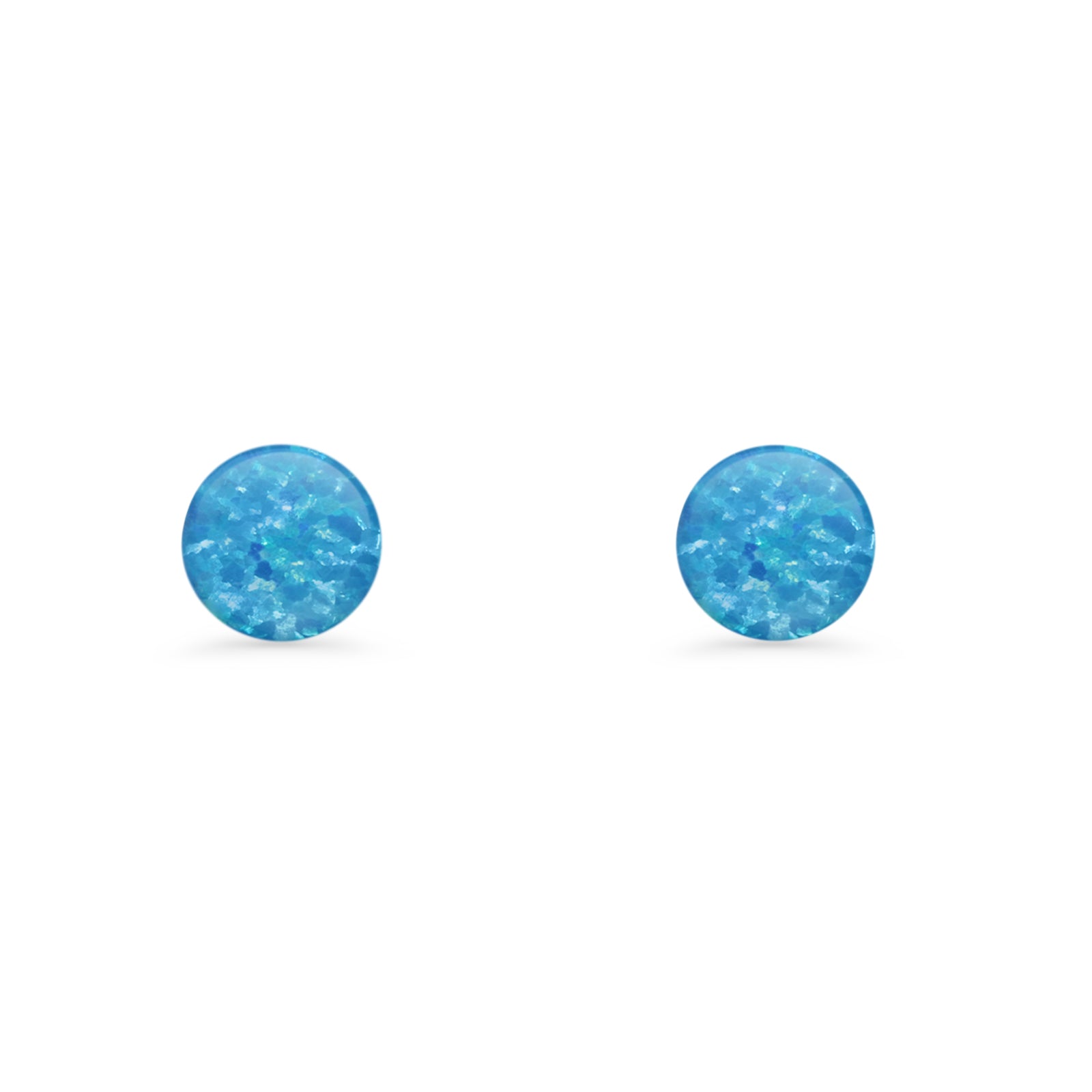 Round 7mm Lab Created Blue Opal Solitaire Stud Earring 925 Sterling Silver Wholesale