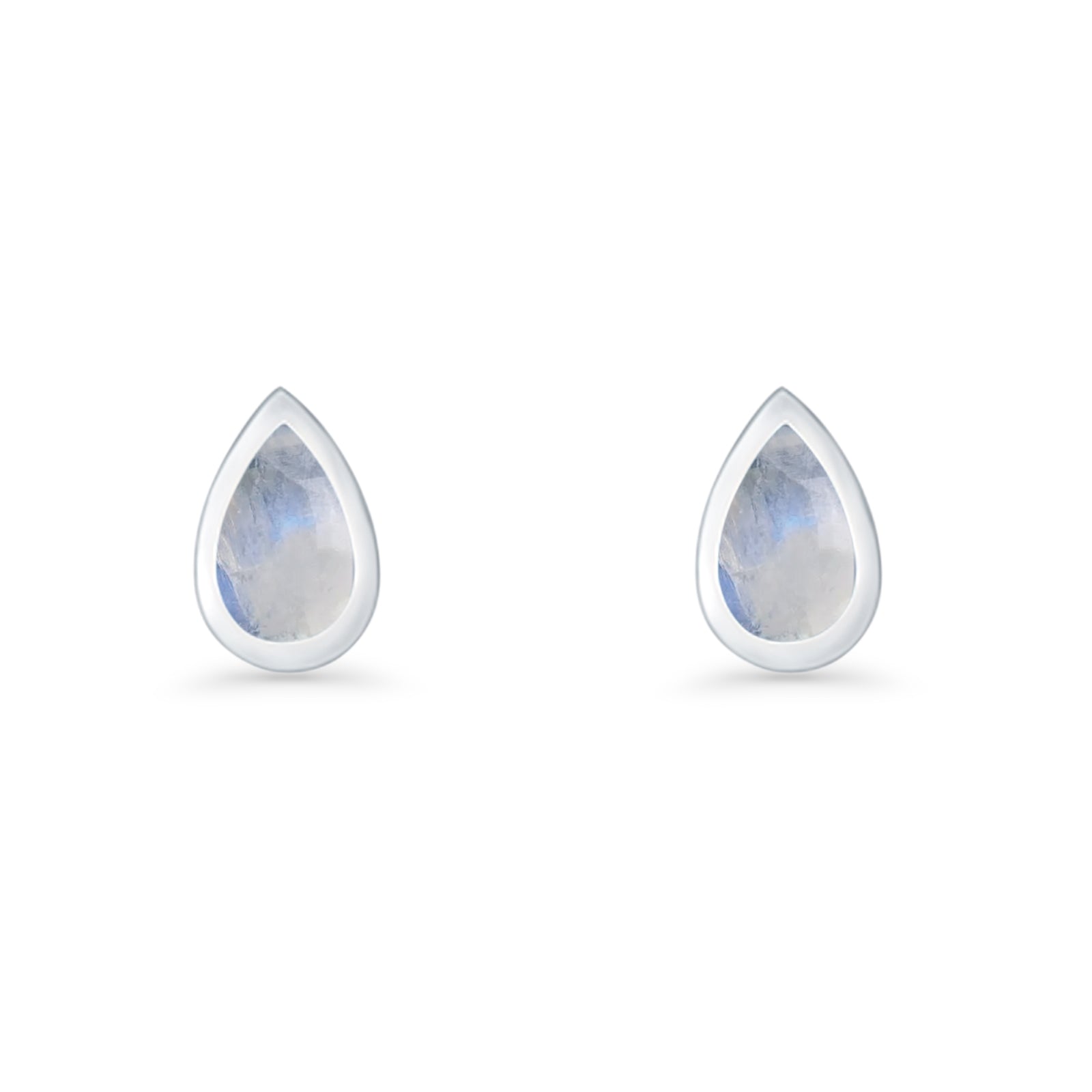 Pear Teardrop 9.3mm Solitaire Moonstone Stud Earring 925 Sterling Silver Wholesale