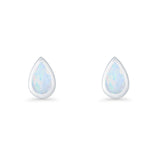 Pear Teardrop 9.3mm Solitaire Lab Created White Opal Stud Earring 925 Sterling Silver Wholesale