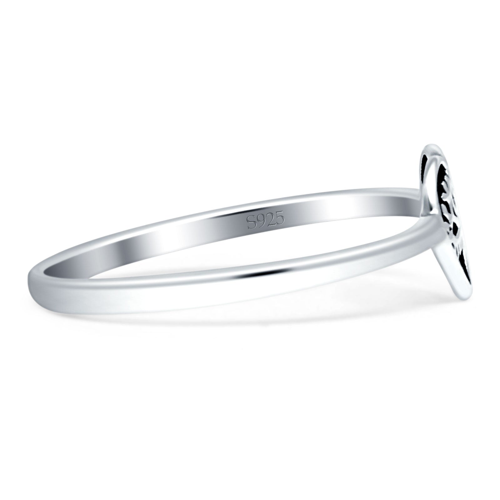 Minimalist 8mm Heart Shaped Tree OF Life Ring 925 Sterling Silver Wholesale