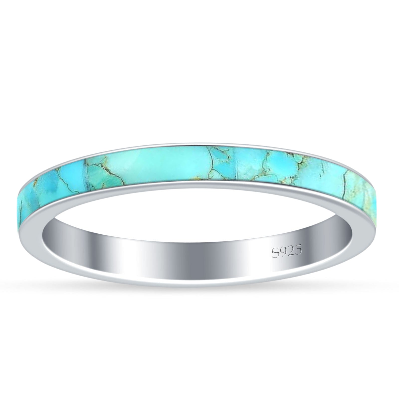 Full Eternity Stackable Band Turquoise 925 Sterling Silver