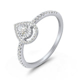 Pear Teardrop Halo Round Diamond Ring
