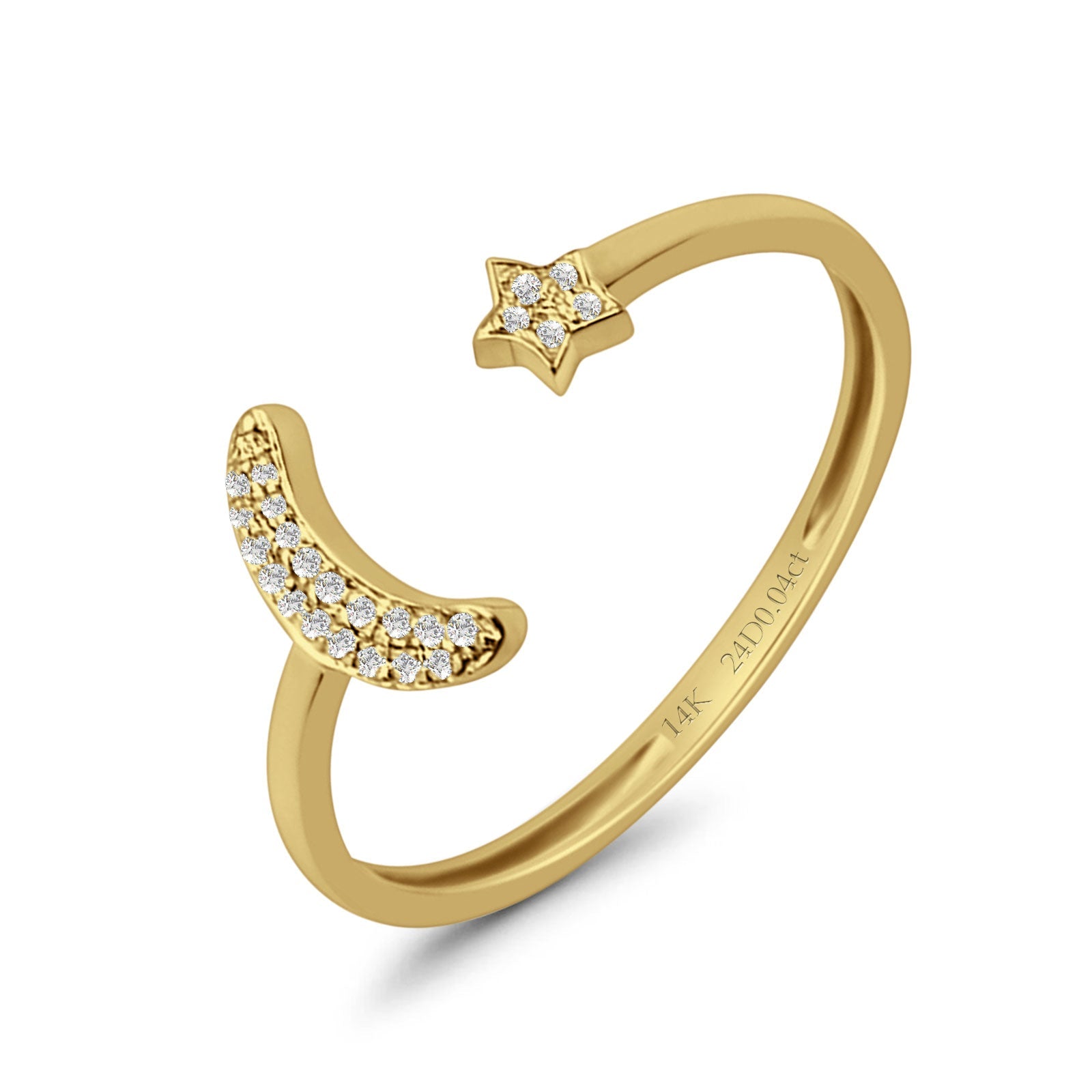 Moon & Star Celestial Open Ring