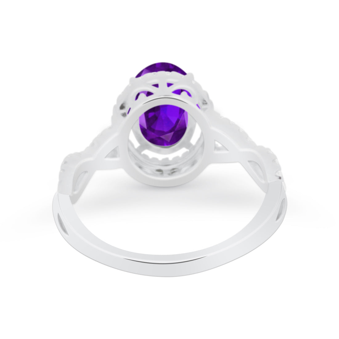 Oval Amethyst CZ Halo Twisted Ring 925 Sterling Silver Wholesale