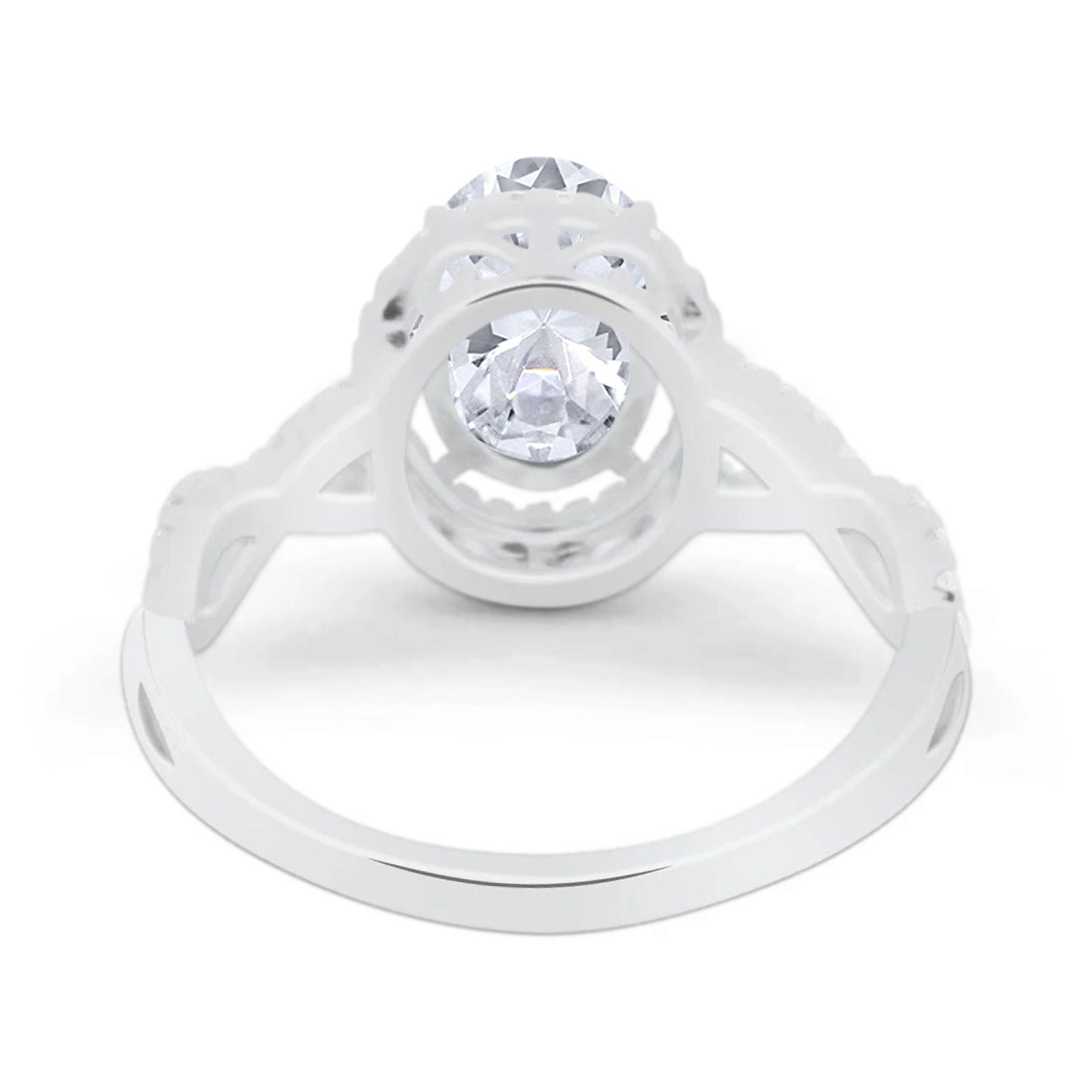 Oval Cubic Zirconia Halo Twisted Ring 925 Sterling Silver Wholesale
