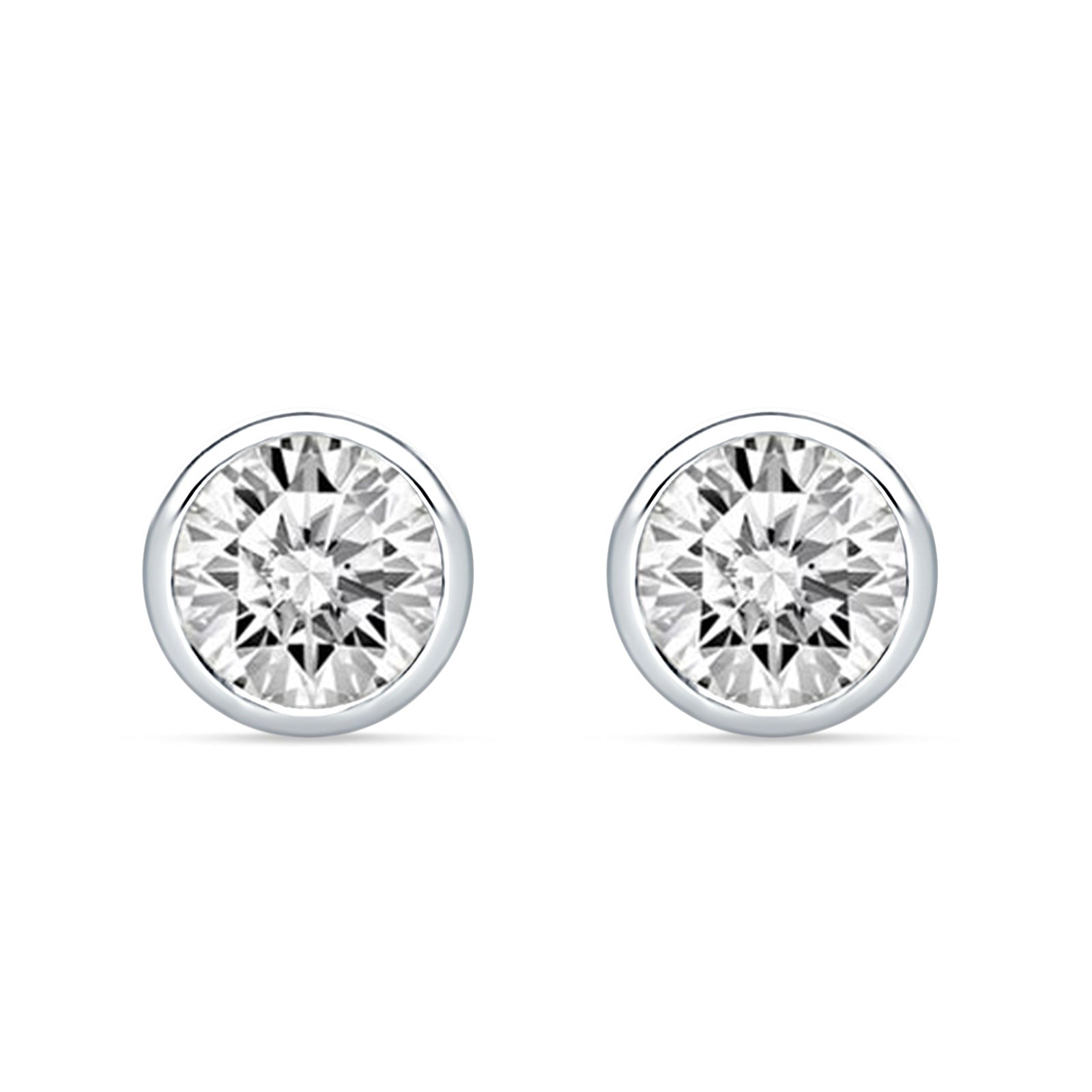 Bezel Set Cubic Zirconia Solitaire Stud Earring 925 Sterling Silver Wholesale