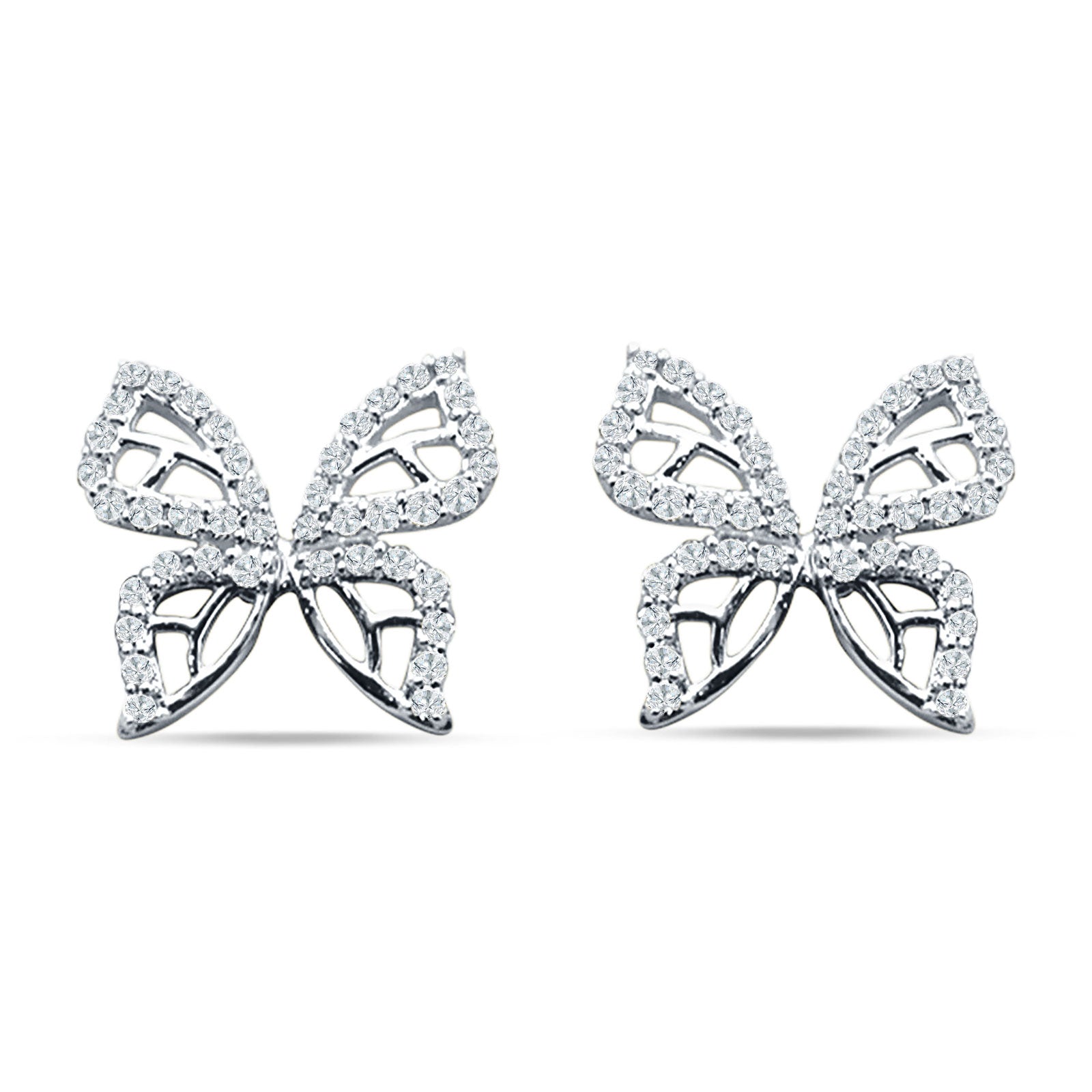 Butterfly Stud Earring Cubic Zirconia 925 Sterling Silver Wholesale