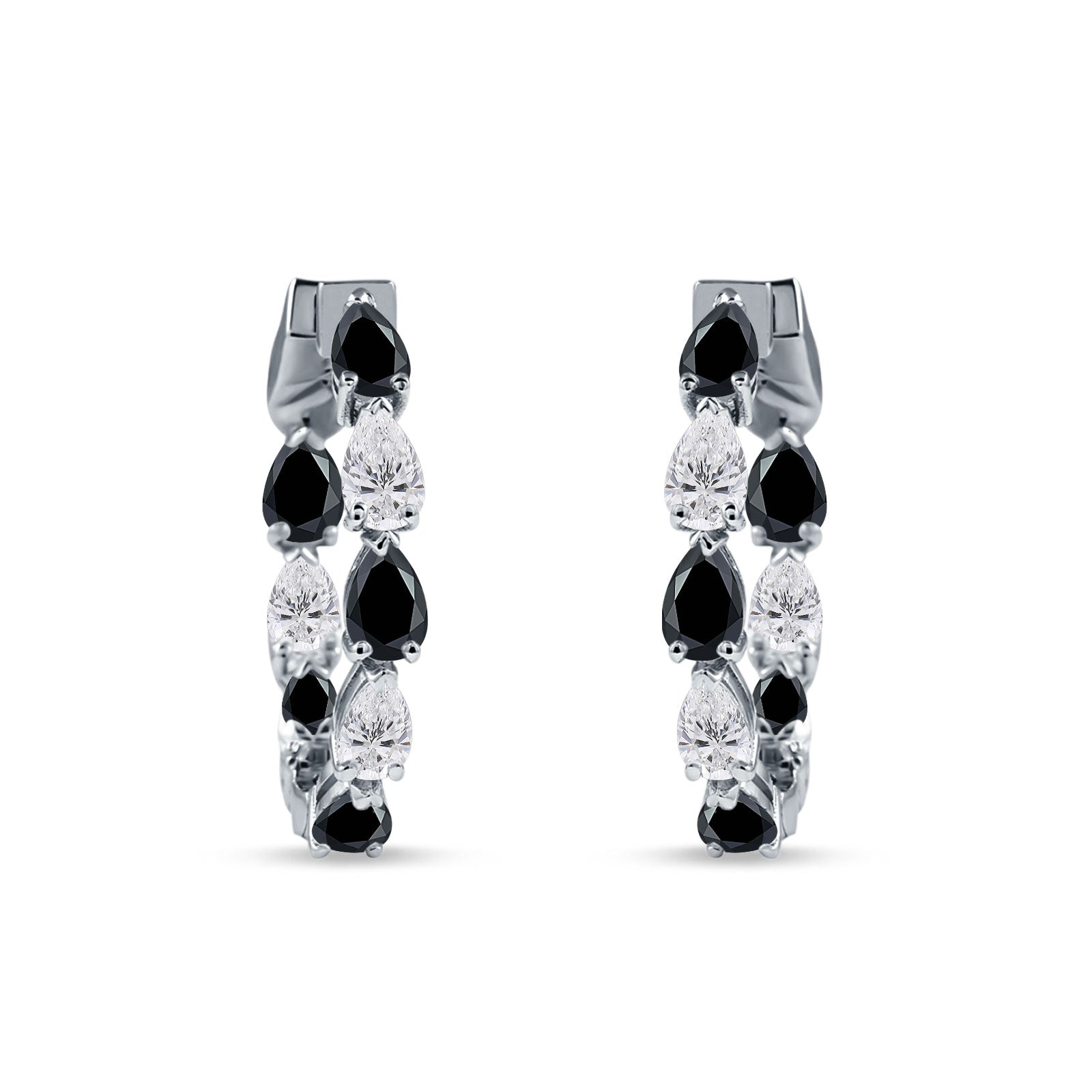 Pear Teardrop Black CZ Huggie Hoop Earring 925 Sterling Silver Wholesale