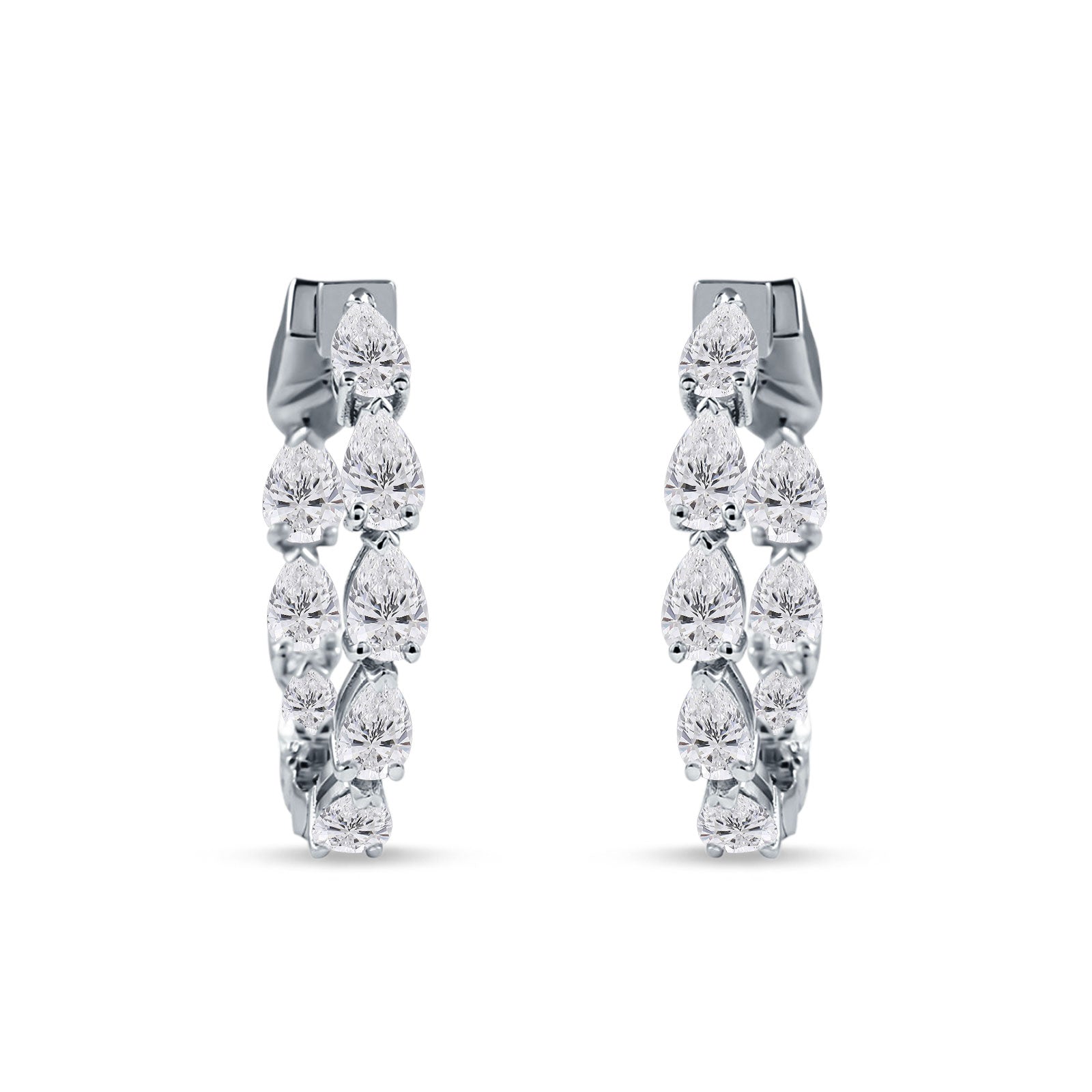 Pear Teardrop Cubic Zirconia Huggie Hoop Earring 925 Sterling Silver Wholesale