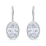 Oval Solitaire Drop Dangle Leverback Earring Cubic Zirconia 925 Sterling Silver Wholesale