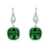 Cushion Drop Dangle Pear Fishhook Earring Green Emerald CZ 925 Sterling Silver Wholesale
