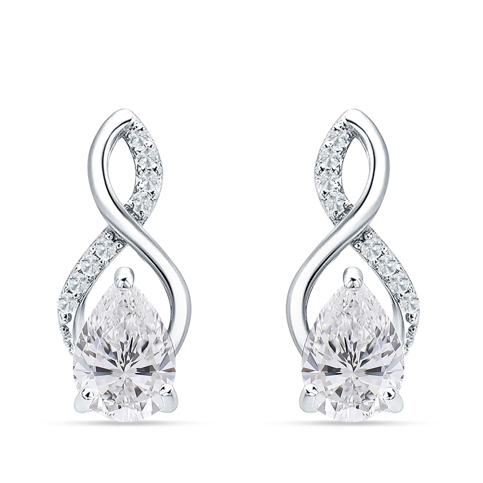 Pear Teardrop Infinity Stud Earring Cubic Zirconia 925 Sterling Silver Wholesale