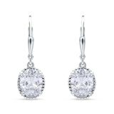 Oval Drop Dangle Leverback Earring Cubic Zirconia Solid 925 Sterling Silver Wholesale