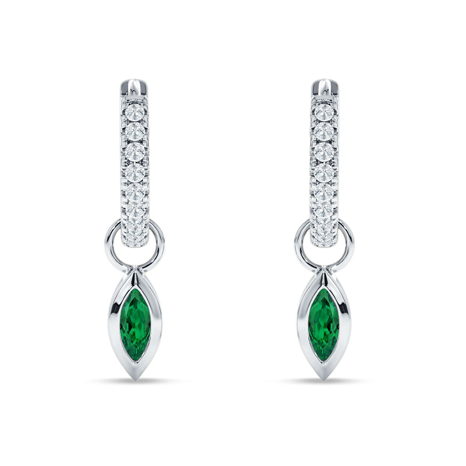Marquise Drop Dangle Hoop Earring Green Emerald CZ 925 Sterling Silver Wholesale