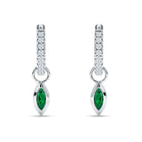 Marquise Drop Dangle Hoop Earring Green Emerald CZ 925 Sterling Silver Wholesale